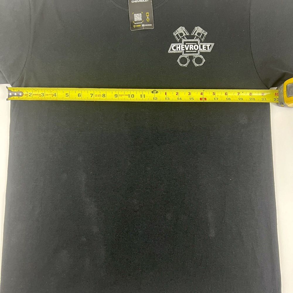 New Chevrolet T-Shirt Bowtie‎ Engine Piston Cotton Men’s L Black Short Sleeve - Picture 6 of 9